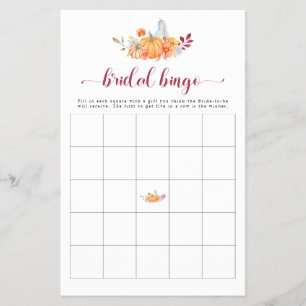 Fall Bridal Shower Pumpkin Bingo Game Flyer