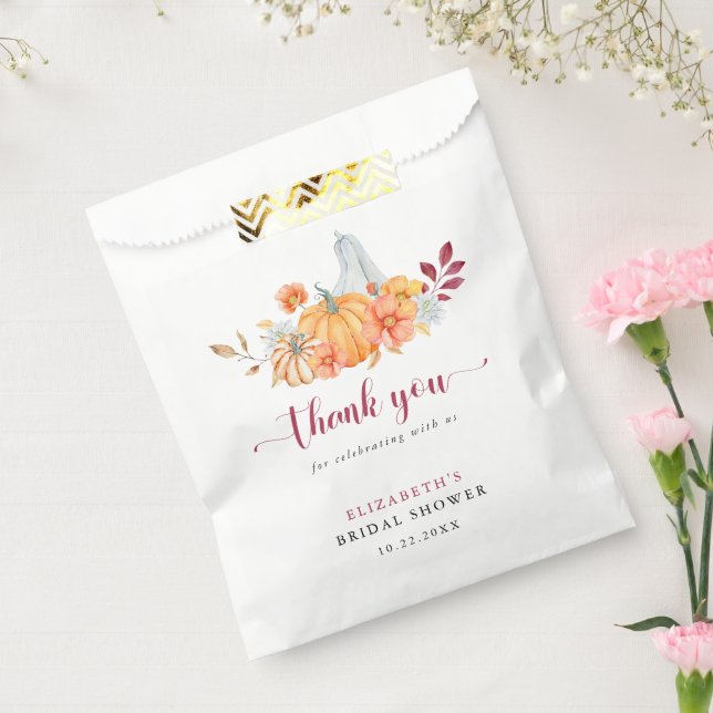 Fall Bridal Shower Pumpkin Script Thank You  Favour Bag (Sealed)