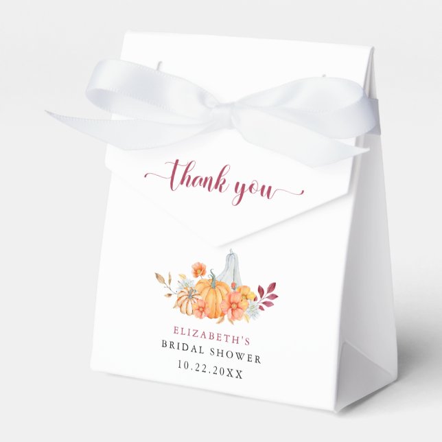 Fall Bridal Shower Pumpkin Script Thank You Favour Box (Front Side)