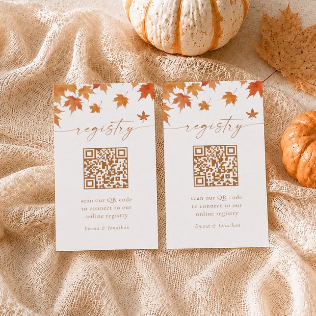Fall Bridal Shower Registry QR Code Enclosure Card (Creator Uploaded)