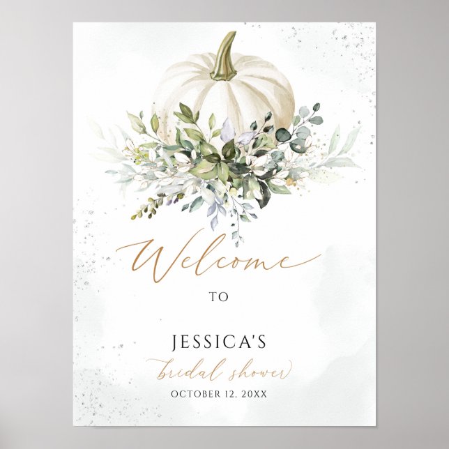 Fall bridal shower welcome sign, autumn shower poster (Front)