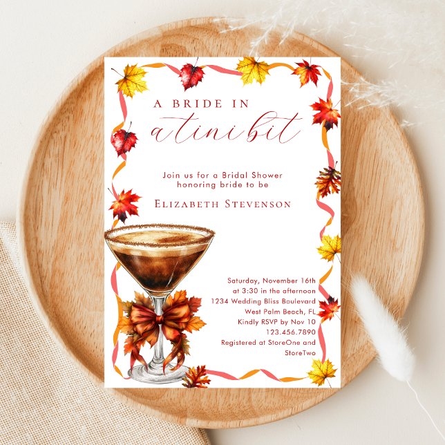 Fall Bride In A Tini Bit Martini Bridal Shower Invitation (Creator Uploaded)