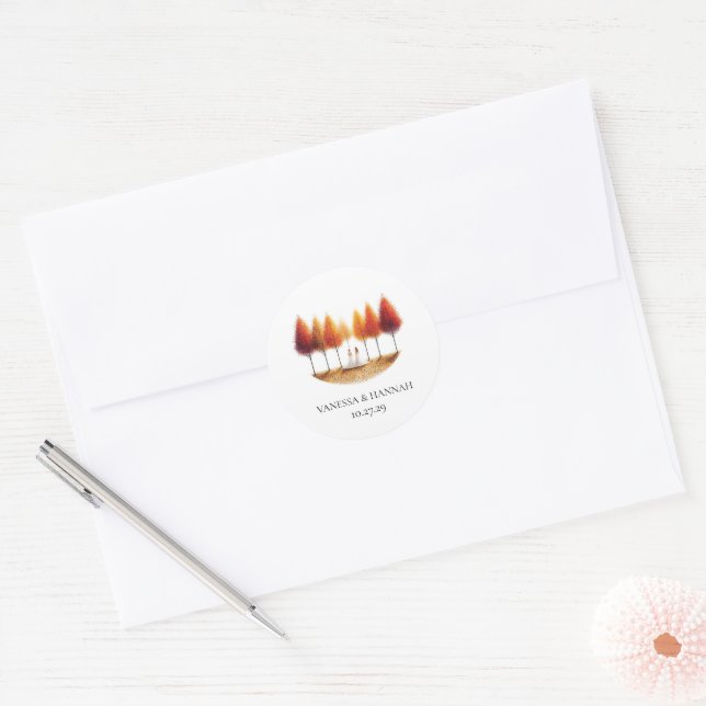 Fall Brides Classic Round Sticker (Envelope)