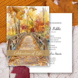 Fall Bridge Celebration of Life Memorial Invitation