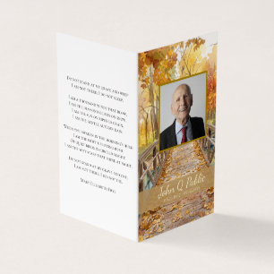Fall Bridge Funeral Memorial Prayer Business Card
