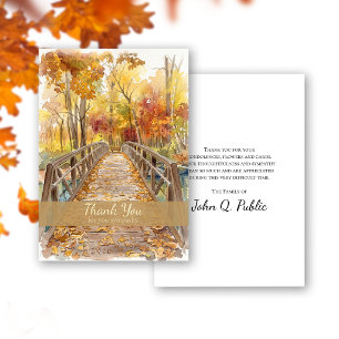 Fall Bridge Funeral Memorial Sympathy Thank You Card