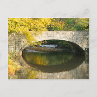 Fall bridge waterfall postcard