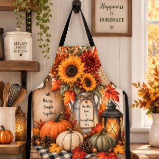 Fall Brings People Together Rustic Autumn Harvest Apron