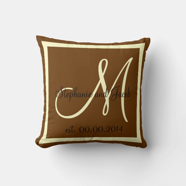 Fall Brown and Cream Wedding keepsake pillow (Front)