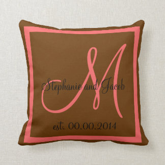 Fall Brown and Rose Pink Wedding keepsake pillow