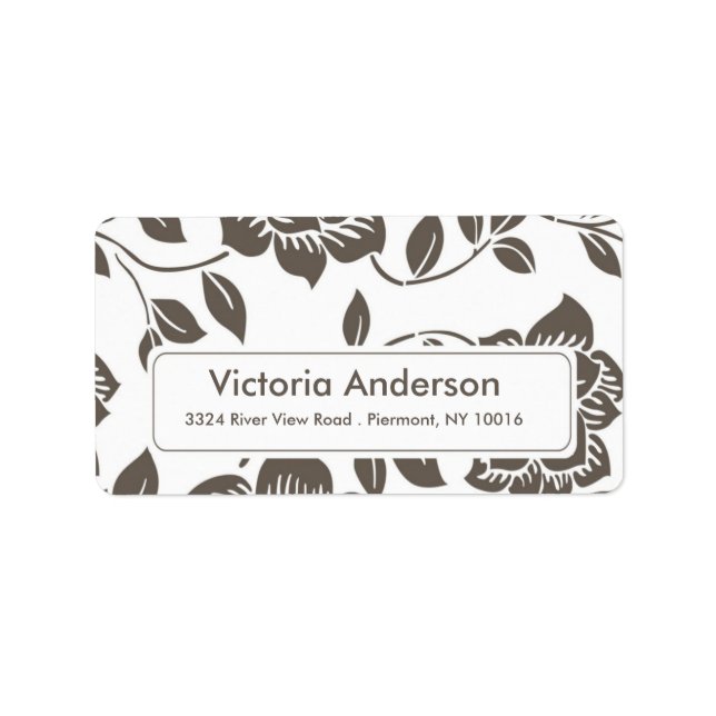 Fall Brown Flowers Return Address Labels. Label (Front)