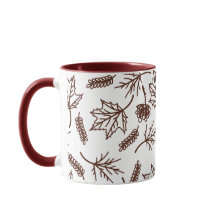 Fall Brown Leaves Outline Two-Tone Mugs
