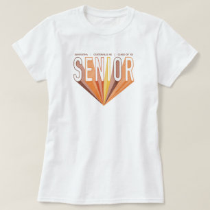 Fall Brown Pencil Sketch Senior Radiating Letters T-Shirt