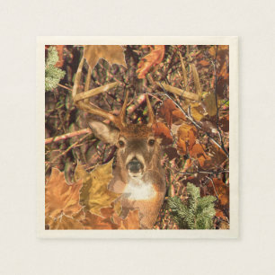 Fall Buck in Camo White Tail Deer Napkin
