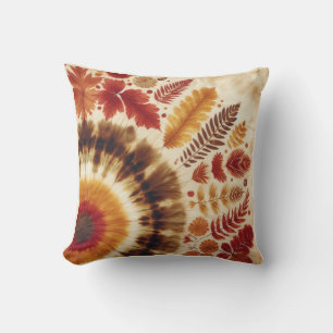 Fall / Bullseye Tie Dye with Leaves Cushion