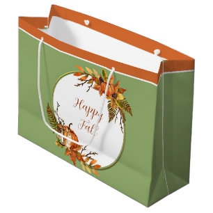 Fall bunny and pumpkins with customisable text  large gift bag