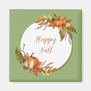 Fall bunny and pumpkins with customisable text magnet