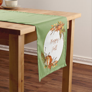 Fall bunny and pumpkins with customisable text short table runner
