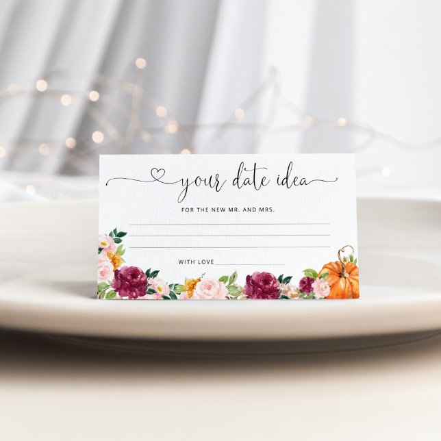 Fall burgundy Date night ideas. Date jar Enclosure Card (Creator Uploaded)