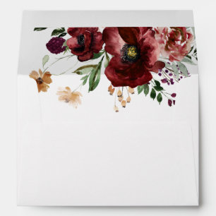 Fall Burgundy Floral Personalised Invitation Envelope
