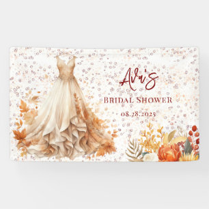 Fall Burgundy Orange Floral Bridal Shower Banner