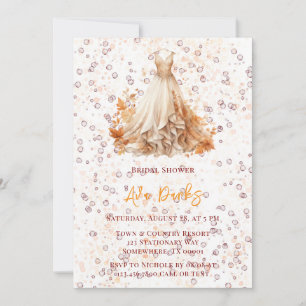 Fall Burgundy Orange Floral Dress Bridal Shower Invitation