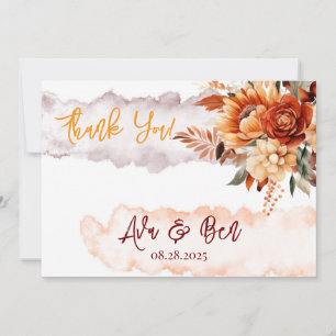 Fall Burgundy Orange Floral Wedding Invitation