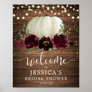 Fall Burgundy Pumpkin Wood Shower Welcome Sign