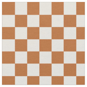 Fall Burnt Orange Beige Chequerboard Chequered Fabric