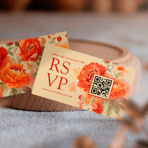 Fall Burnt Orange Floral Wedding Enclosure Card
