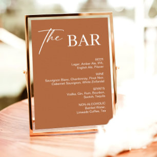 Fall Burnt Orange Wedding Bar Sign