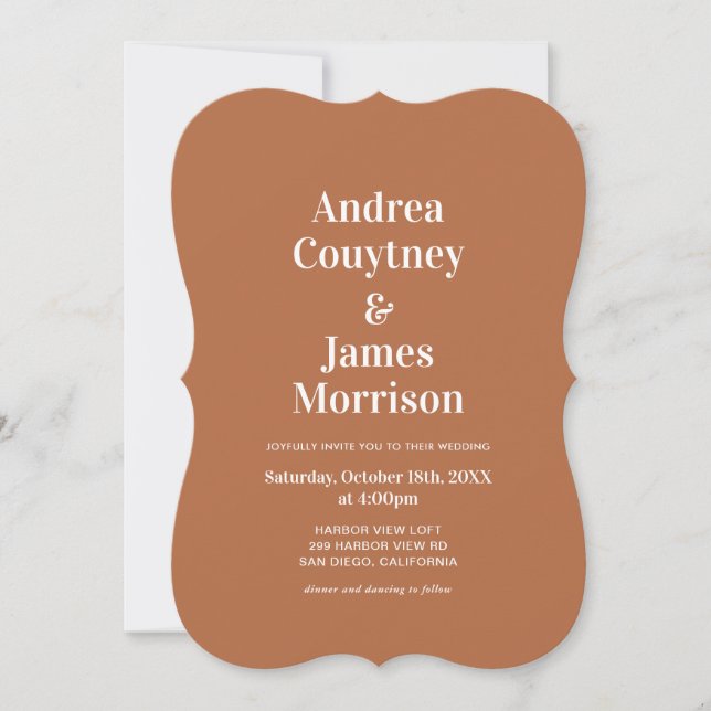 Fall Burnt Orange Wedding Invitation (Front)