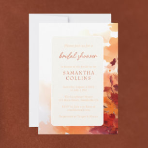 Fall Burnt Red Modern Bridal Shower Invitation
