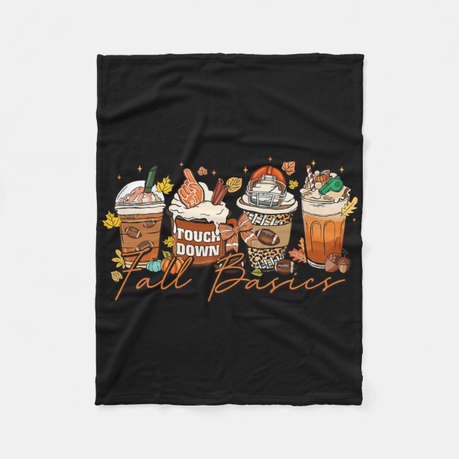 Fall Bysics Thanksgiving Footbyll Fall Coffee Pump Fleece Blanket (Front)