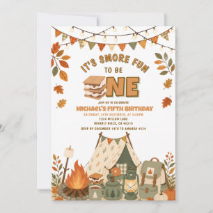 Fall Campfire Camping Birthday Party Invitation