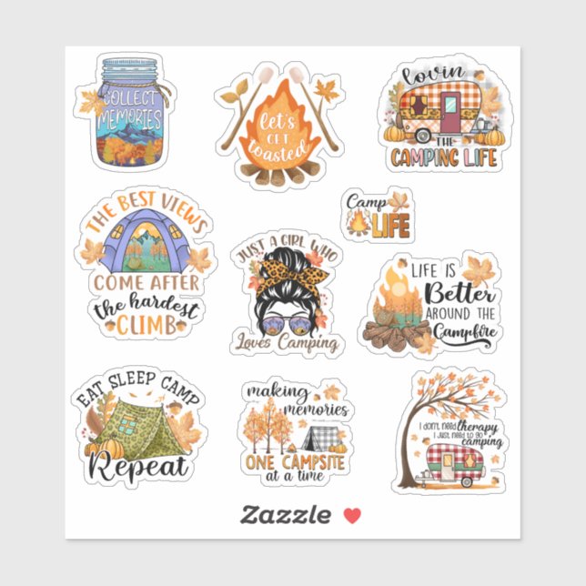 Fall Camping, Camp Life Sticker Pack (Sheet)