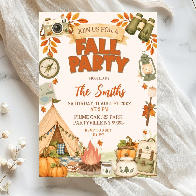 Fall Camping Theme Fall Party Invitation (Creator Uploaded)