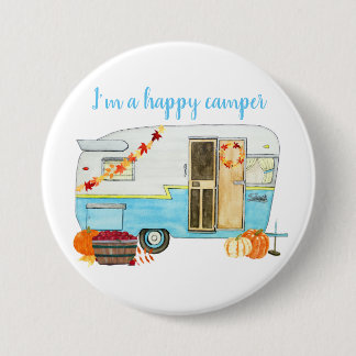 Fall Camping Trailer 7.5 Cm Round Badge