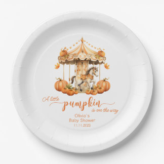 Fall Carousel rustic fall pumpkin baby shower Paper Plate