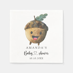 Fall cartoon acorn Baby Shower Napkin