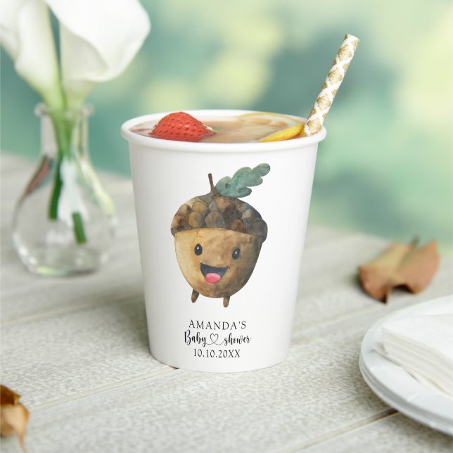 Fall cartoon acorn Baby Shower Paper Cups (Insitu)