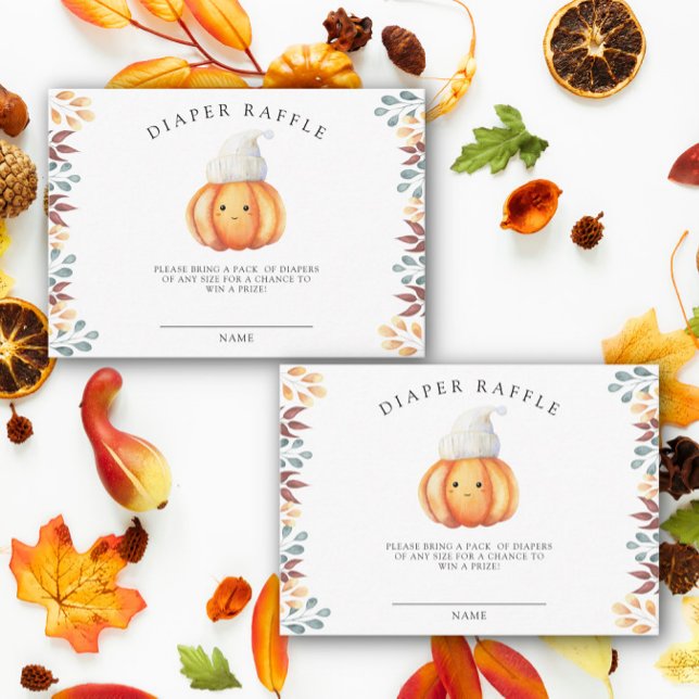 Fall cartoon pumpkin - diaper raffle ticket enclosure card (Creator Uploaded)