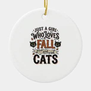 Fall Cat Lover Vintage Halloween Shirt Design_1 Ceramic Ornament