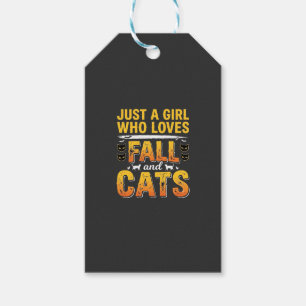 Fall Cats Girl Halloween Design_1 Gift Tags