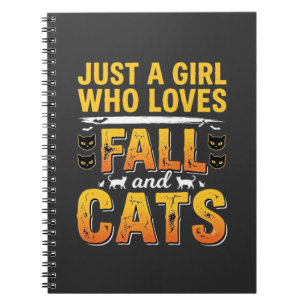 Fall Cats Girl Halloween Design_1 Notebook