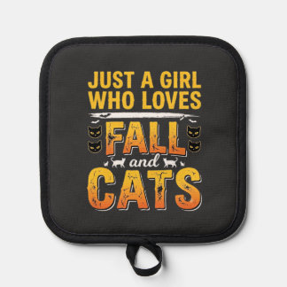 Fall Cats Girl Halloween Design_1 Pot Holder
