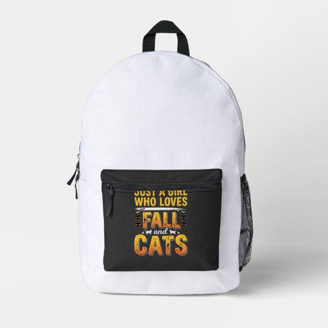Fall Cats Girl Halloween Design_1 Printed Backpack (Front)