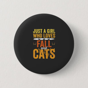 Fall Cats Girl Lover Halloween Design 6 Cm Round Badge