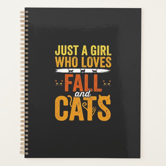 Fall Cats Girl Lover Halloween Design Planner (Front)