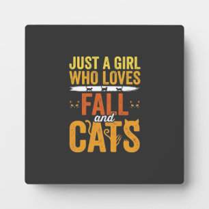Fall Cats Girl Lover Halloween Design Plaque